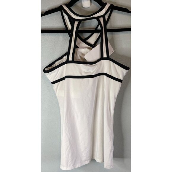 NWT Fabletics Chicago White/Black High Neck Active Wear Tank Small - Picture 7 of 9